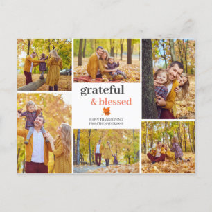 Grateful & Blessed Herfst Thanksgiving familiefoto Feestdagenkaart