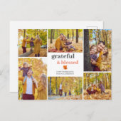 Grateful & Blessed Herfst Thanksgiving familiefoto Feestdagenkaart (Voorkant / Achterkant)
