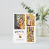 Grateful & Blessed Herfst Thanksgiving familiefoto Feestdagenkaart (Staand voorkant)