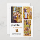 Grateful & Blessed Herfst Thanksgiving familiefoto Feestdagenkaart (Voorkant / Achterkant)