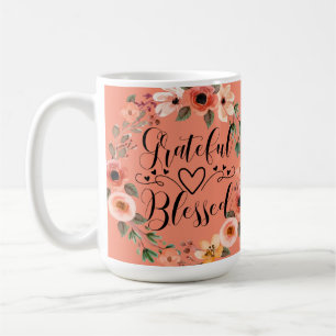 Grateful Blessed Mok - Waterverf Floral Wreater