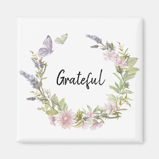 Grateful Butterflies Floral krans koelkast Magneet (Voorkant)