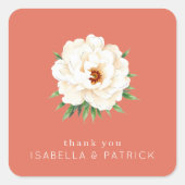 Grateful Coral Botanical Flower Vierkante Sticker (Voorkant)