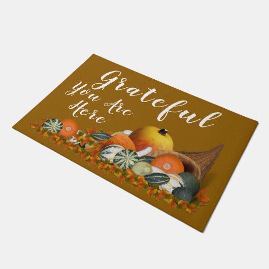 Grateful Cornucopia Thanksgiving Deurmat (Schuin)