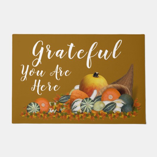 Grateful Cornucopia Thanksgiving Deurmat (Voorkant)