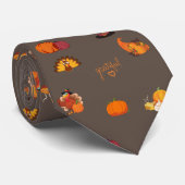 Grateful - Cute Thanksgiving Collage Brown Stropdas (Opgerold)