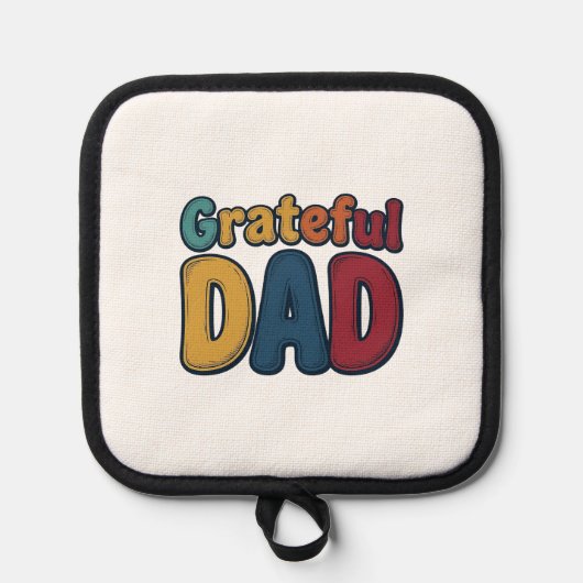 Grateful Dad Retro Bubble Letter T-shirt ontwerp_1 Pannenlap (Voorkant)