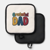 Grateful Dad Retro Bubble Letter T-shirt ontwerp_1 Pannenlap (Voorkant / Achterkant)