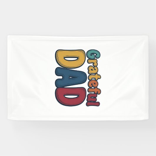 Grateful Dad Retro Bubble Letter T-shirt ontwerp_1 Spandoek (Horizontaal)