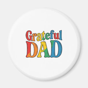 Grateful Dad Vintage Rainbow Typography Shirt_1 Magneet