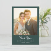 Grateful Dark Green Elegant Photo Bedankkaart (Staand voorkant)