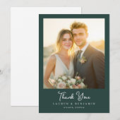 Grateful Dark Green Elegant Photo Bedankkaart (Voorkant / Achterkant)