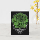 Grateful Dead Psychedelic Green Stealie Skull Vint Kaart (Gele Bloem)