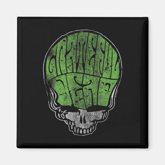 Grateful Dead Psychedelic Green Stealie Skull Vint Magneet (Voorkant)