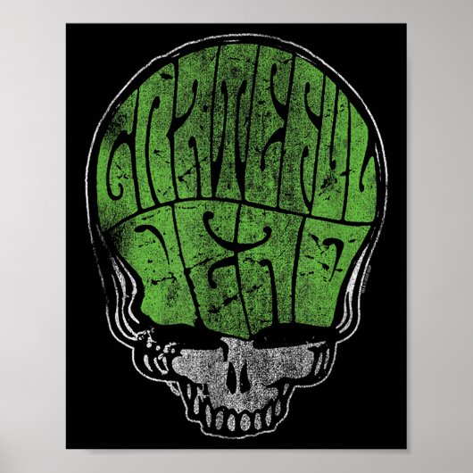 Grateful Dead Psychedelic Green Stealie Skull Vint Poster (Voorkant)