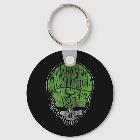 Grateful Dead Psychedelic Green Stealie Skull Vint Sleutelhanger (Voorkant)