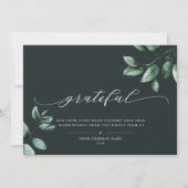 Grateful | Elegant Script Eucalyptus Business Logo Feestdagenkaart (Voorkant)