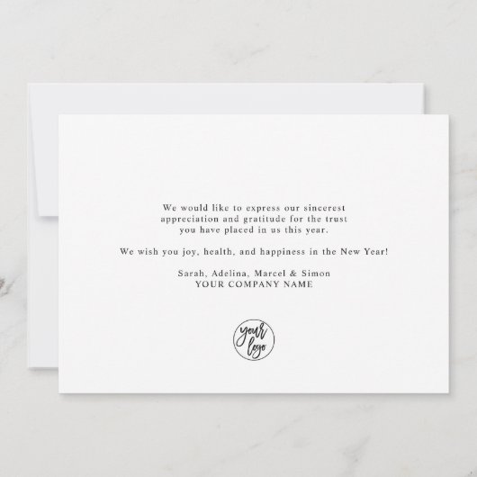 Grateful | Elegant Script Eucalyptus Business Logo Feestdagenkaart (Achterkant)