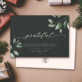 Grateful | Elegant Script Eucalyptus Business Logo Feestdagenkaart