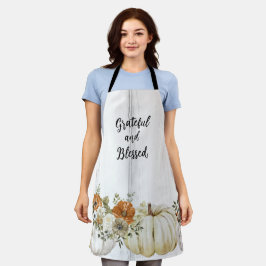 Grateful en gezegend pompoen bloemen Thanksgiving Schort