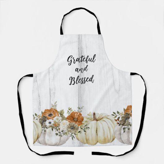 Grateful en gezegend pompoen bloemen Thanksgiving Schort (Voorkant)
