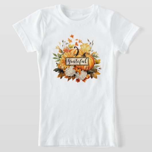 Grateful Floral Autumn Thanksgiving Kids' Fall T-shirt (Laagn)