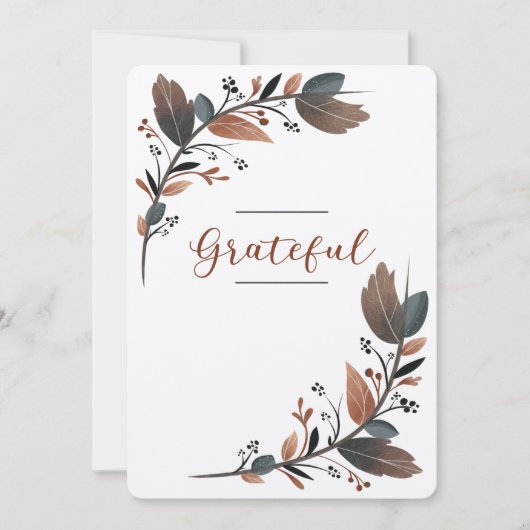 Grateful Floral Border Feestdagenkaart (Voorkant)