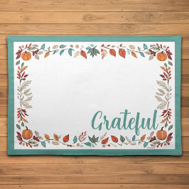 Grateful Floral Thanksgiving Placemat - Blauwgroen