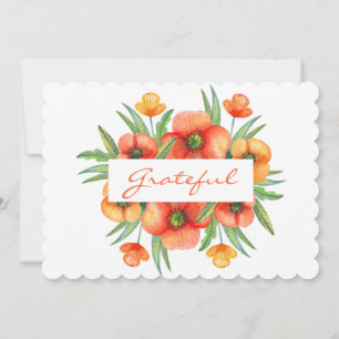 Grateful Floral Thanksgiving Platte geschulpte Kaa Feestdagenkaart