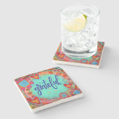 Grateful Floral Whimsical Hearts Leuke Drink Stenen Onderzetter (Zijkant)