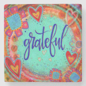 Grateful Floral Whimsical Hearts Leuke Drink Stenen Onderzetter (Voorkant)