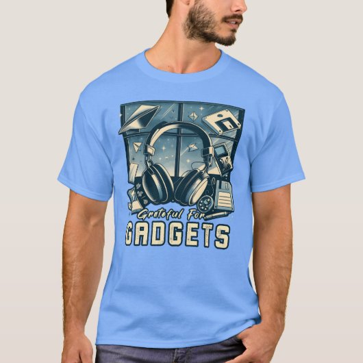 Grateful For Gadgets Nostalgia Funhanksgiving IT f T-shirt (Voorkant)