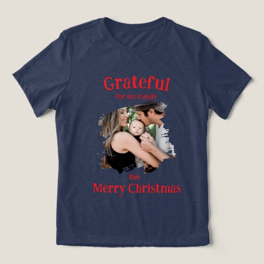 Grateful for My Family Christmas  Tri-Blend Shirt (Design voorkant)