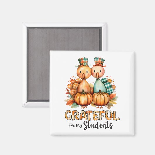 Grateful for My Students – Turkeys & Pumpkins Magneet (Voorkant / Achterkant)