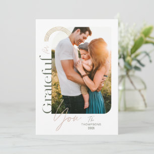 Grateful for you Modern Geometric Arch One Photo Feestdagenkaart