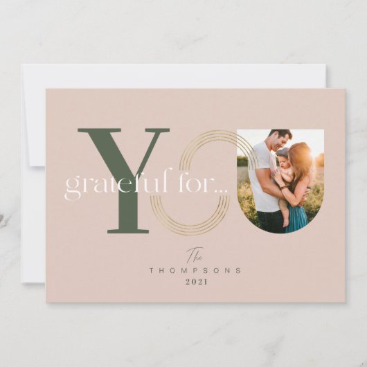Grateful for you Modern Geometric Arch One Photo Feestdagenkaart (Voorkant)