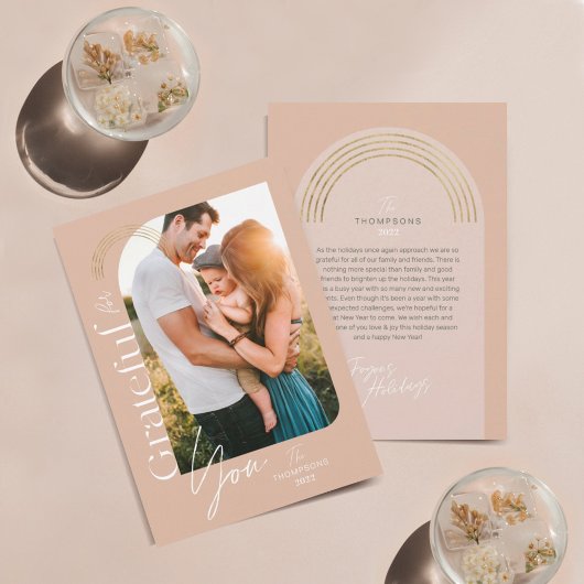 Grateful for you Modern Geometric Arch One Photo Feestdagenkaart