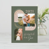 Grateful for you Modern Geometric Arch Two Photos Feestdagenkaart (Staand voorkant)