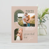 Grateful for you Modern Geometric Arch Two Photos Feestdagenkaart (Staand voorkant)