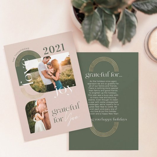 Grateful for you Modern Geometric Arch Two Photos Feestdagenkaart