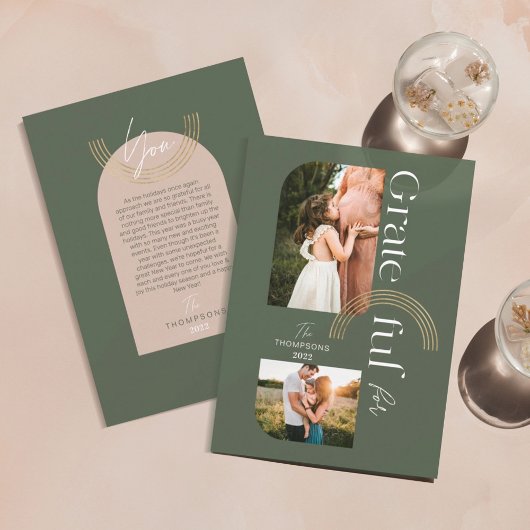 Grateful for you Modern Geometric Arch Two Photos Feestdagenkaart