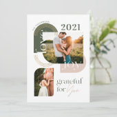 Grateful for you Modern Geometric Arch Two Photos Feestdagenkaart (Staand voorkant)
