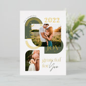 Grateful for you Modern Geometric Arch Two Photos Folie Feestdagenkaart (Staand Voorkant)