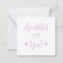 Grateful for you roze Quote Note Kaart