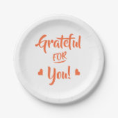 Grateful for you Thanksgiving Quote Oranje tekst Papieren Bordje (Voorkant)