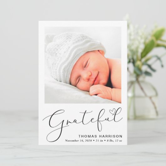 Grateful Foto's Birth Announance Aankondiging (Staand voorkant)
