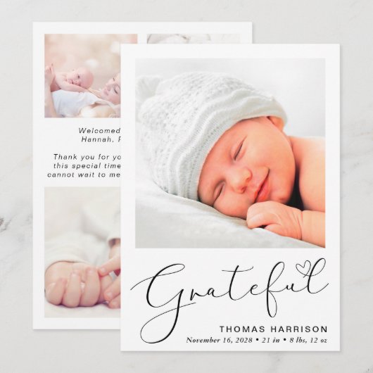 Grateful Foto's Birth Announance Aankondiging (Voorkant / Achterkant)