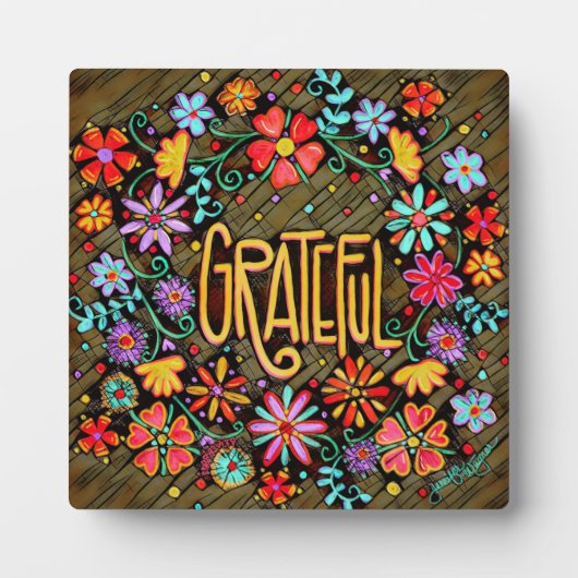 Grateful Fun Floral BoHo Inspirivity Ezel Fotoplaat (Voorkant)