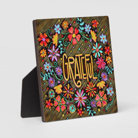 Grateful Fun Floral BoHo Inspirivity Ezel Fotoplaat (Voorkant)