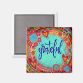 Grateful Fun Floral Modern Inspirity Magneet (Voorkant / Achterkant)